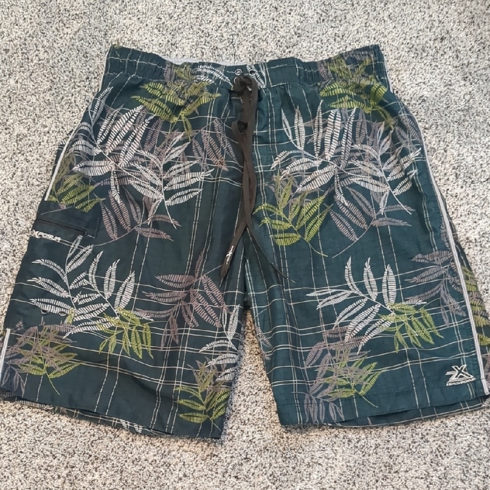 ZeroXposur Green and Gray Swim Trunks